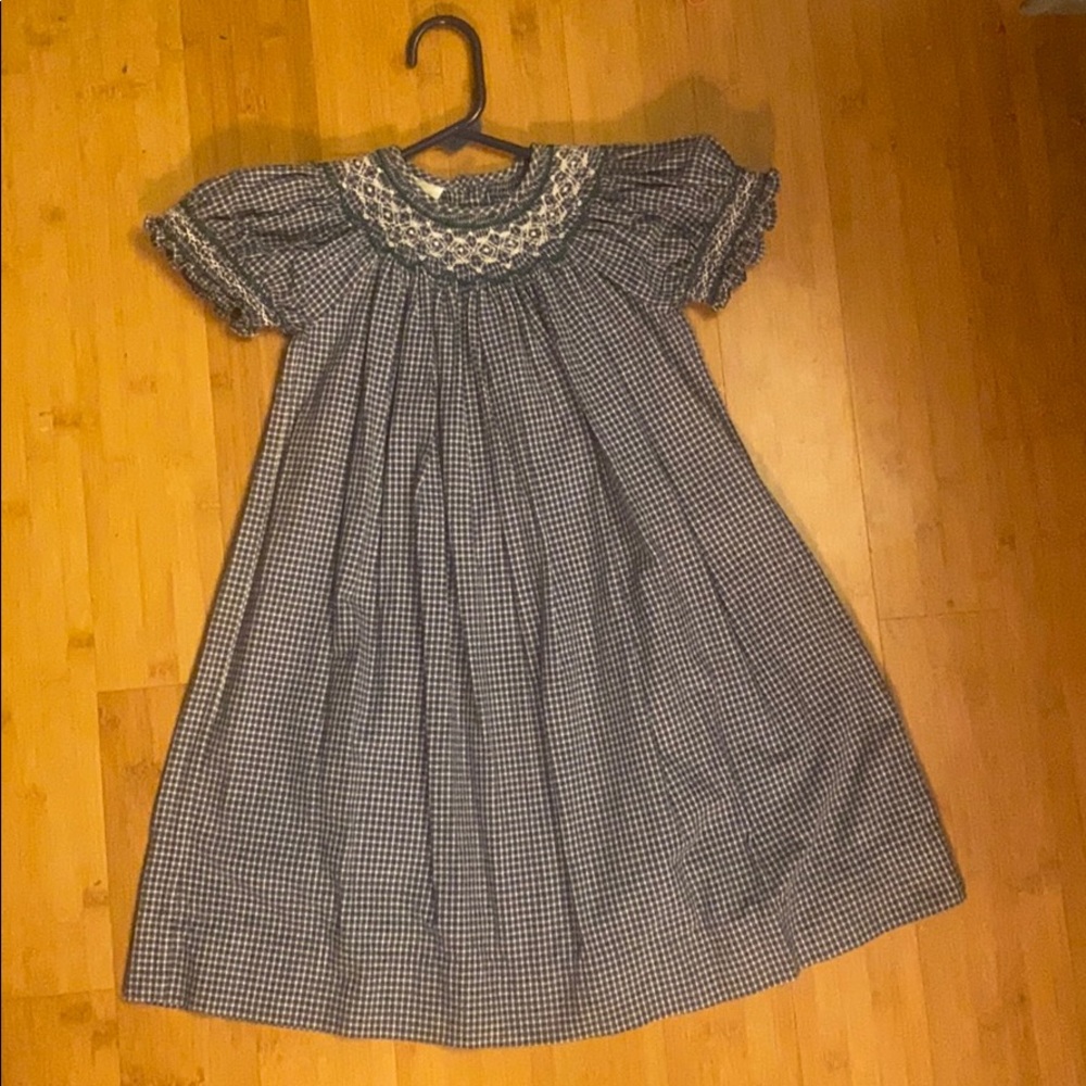 Strasburg Blue Plaid smocked dress